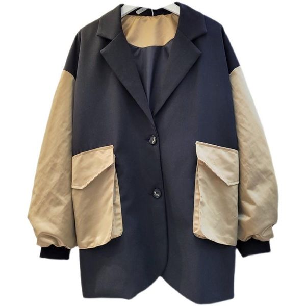 women's suits & blazers seebeautiful contrast color spliced loose blazer coat notched long sleeve pockets fashion 2021 autumn winter wo, White;black
women's suits & blazers seebeautiful contrast color spliced loose blazer coat notched long sleeve pockets fashion 2021 autumn winter wo, White;black