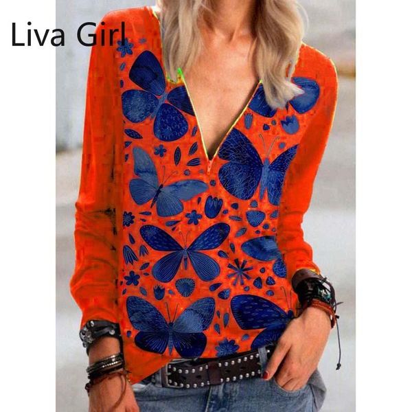women's t-shirt autumn floral printed zipper v neck t shirt women vintage clothing spring casual plus size butterfly loose camisas muje, White
women's t-shirt autumn floral printed zipper v neck t shirt women vintage clothing spring casual plus size butterfly loose camisas muje, White