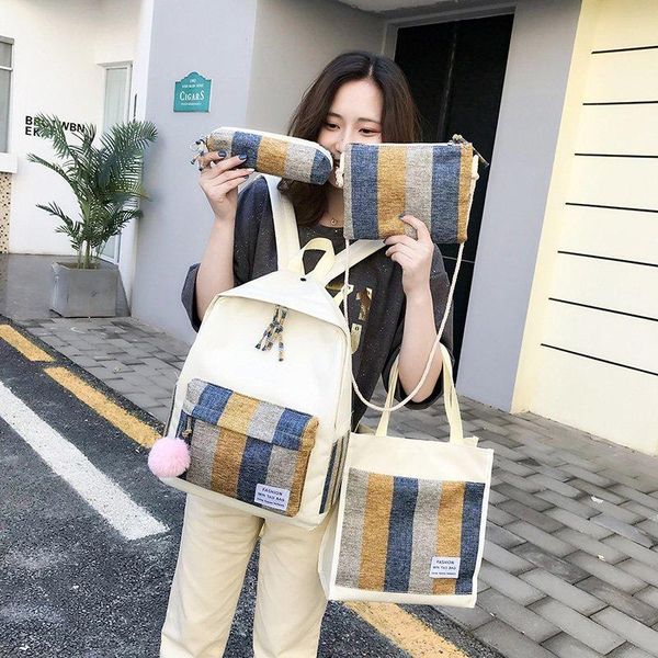 backpack 4pcs/set canvas backpack,stripe travel backpack,teen student schoolbag,16 inch casual laptop
backpack 4pcs/set canvas backpack,stripe travel backpack,teen student schoolbag,16 inch casual laptop