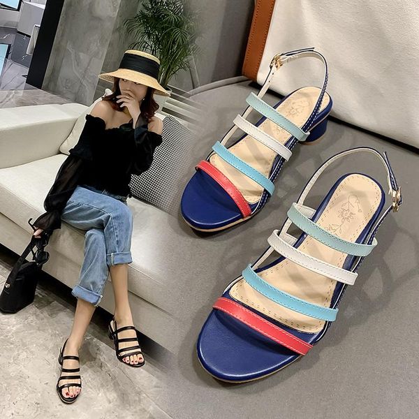 summer fashion women block high heels sandals classic blue white black chunky open toe lady shoes
summer fashion women block high heels sandals classic blue white black chunky open toe lady shoes