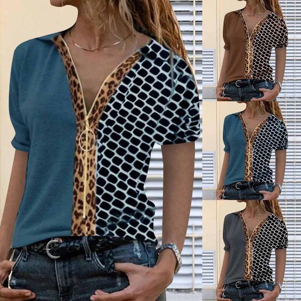 women's t-shirt tshirt women casual fashion print zipper lapel color blocking short sleeve ropa mujer camisetas harajuku t shirt haut, White
women's t-shirt tshirt women casual fashion print zipper lapel color blocking short sleeve ropa mujer camisetas harajuku t shirt haut, White