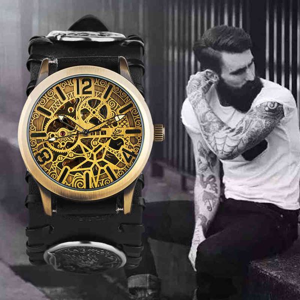 2021 fashion steampunk men watches shenhua vintage bronze automatic mechanical retro skeleton leather, Slivery;brown
2021 fashion steampunk men watches shenhua vintage bronze automatic mechanical retro skeleton leather, Slivery;brown
