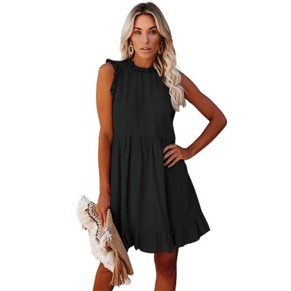 casual dresses design good quality factory price fashion selling women's solid color ruffled round neck sleeveless dress, Black;gray
casual dresses design good quality factory price fashion selling women's solid color ruffled round neck sleeveless dress, Black;gray