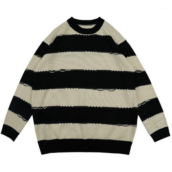 men's sweaters mens harajuku wide stripe winter oversized couple knitwear male casual loose vintage 90s color block pullover, White;black
men's sweaters mens harajuku wide stripe winter oversized couple knitwear male casual loose vintage 90s color block pullover, White;black