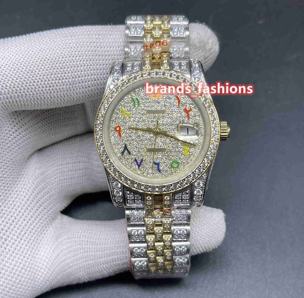 latest men's iced diamond wristwatch gold face color arabic scale bi-gold diamonds strap watch full automatic mechanical watches, Slivery;brown
latest men's iced diamond wristwatch gold face color arabic scale bi-gold diamonds strap watch full automatic mechanical watches, Slivery;brown