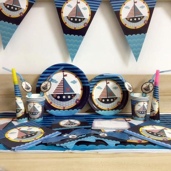disposable dinnerware party supplies blue sailing boat theme tableware sets for kids birthday decoration favor
disposable dinnerware party supplies blue sailing boat theme tableware sets for kids birthday decoration favor