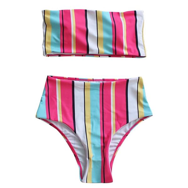 women's swimwear 2021 swimsuit tube print rainbow strip high waist quick-drying split summer beachwear, White;black
women's swimwear 2021 swimsuit tube print rainbow strip high waist quick-drying split summer beachwear, White;black