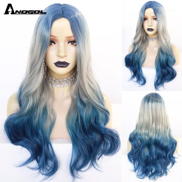 anogol long ombre colorful synthetic wig middle part natural wavy wigs blue with grey daily1, Black
anogol long ombre colorful synthetic wig middle part natural wavy wigs blue with grey daily1, Black