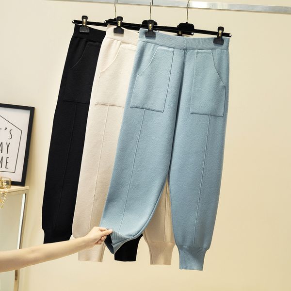 pant women's winter cashmere blend thick knit harem pants loose leisure pockets knitted wool ankle length trousers female, Black;white
pant women's winter cashmere blend thick knit harem pants loose leisure pockets knitted wool ankle length trousers female, Black;white