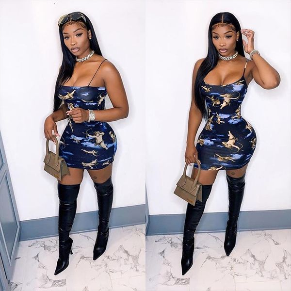 fashion bodycon mini womens dresses angel print spaghetti strap sleeveless cami for summer holiday clubwear, Black;gray
fashion bodycon mini womens dresses angel print spaghetti strap sleeveless cami for summer holiday clubwear, Black;gray