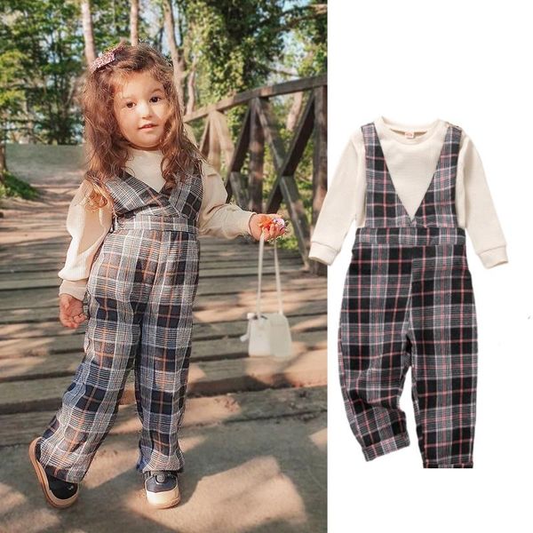 clothing sets 18m-6y toddler girls 2pcs clothes solid color long sleeve t-shirt plaid v-neck suspenders pants for autumn, White
clothing sets 18m-6y toddler girls 2pcs clothes solid color long sleeve t-shirt plaid v-neck suspenders pants for autumn, White