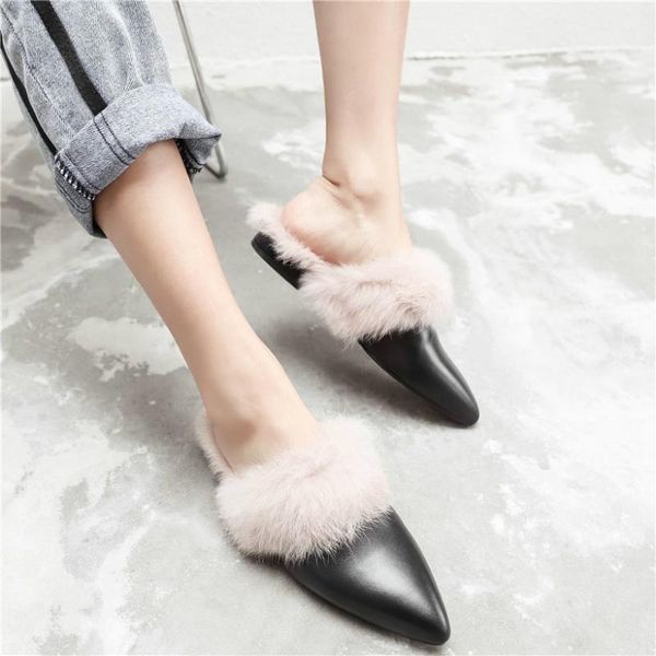 slippers fur women genuine leather winter slides outside low heel party pumps pointed toe oxfords shoes size 4-10, Black
slippers fur women genuine leather winter slides outside low heel party pumps pointed toe oxfords shoes size 4-10, Black