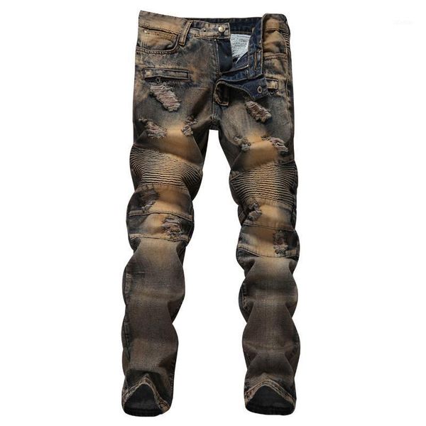 men's jeans ripped men slim fit stretch destroyed distressed biker motorcycle pants hip hop torn male monkey wash, Blue
men's jeans ripped men slim fit stretch destroyed distressed biker motorcycle pants hip hop torn male monkey wash, Blue