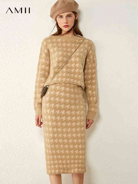 amii minimalism autumn winter suits for women fashion houndstooth oneck loose sweater high waist aline women's skirt 12070372 211119, White
amii minimalism autumn winter suits for women fashion houndstooth oneck loose sweater high waist aline women's skirt 12070372 211119, White