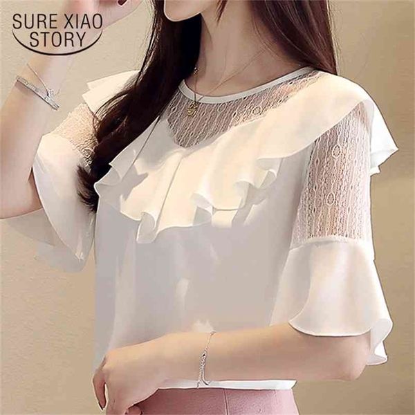 summer blouses for women clothing ruffles hollow lace chiffon blouse short sleeve shirts 4493 50 210506, White
summer blouses for women clothing ruffles hollow lace chiffon blouse short sleeve shirts 4493 50 210506, White