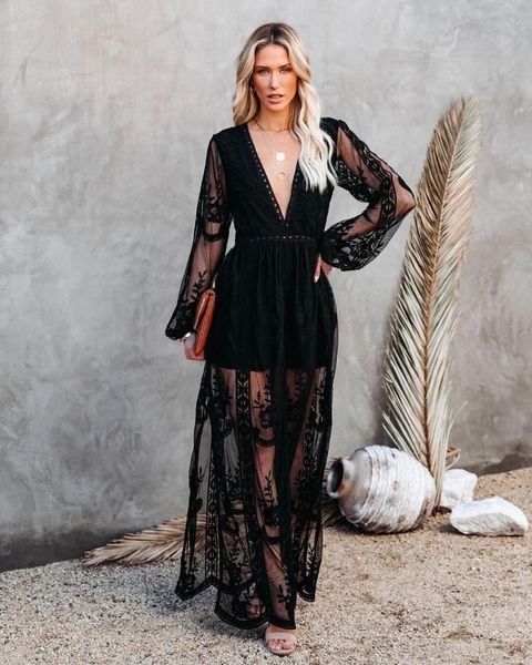 casual dresses summer women's 2021 long-sleeved v-neck white perspective chiffon dress black lace flower thin elegant long skirt, Black;gray
casual dresses summer women's 2021 long-sleeved v-neck white perspective chiffon dress black lace flower thin elegant long skirt, Black;gray
