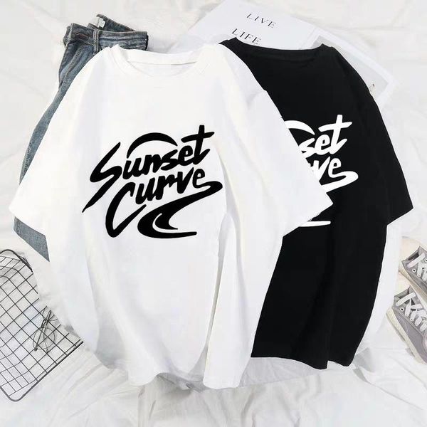women's t-shirt luren oversized t shirt women sunset curve print short sleeve around-neck femme t-shirts aesthetic graphic shirts, White
women's t-shirt luren oversized t shirt women sunset curve print short sleeve around-neck femme t-shirts aesthetic graphic shirts, White