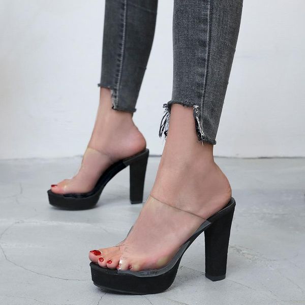 sandals nice high heels women pvc transparent platform summer open toe pumps shoes, Black
sandals nice high heels women pvc transparent platform summer open toe pumps shoes, Black