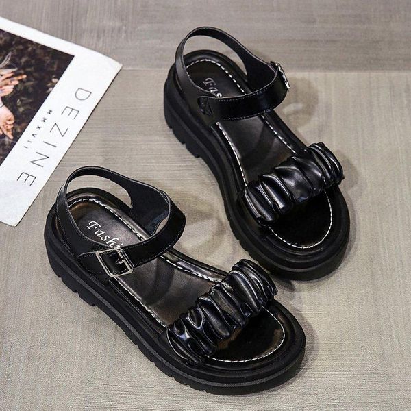 sandals women summer fashion women's 2021 pleated solid round head comfortable open toe, Black
sandals women summer fashion women's 2021 pleated solid round head comfortable open toe, Black