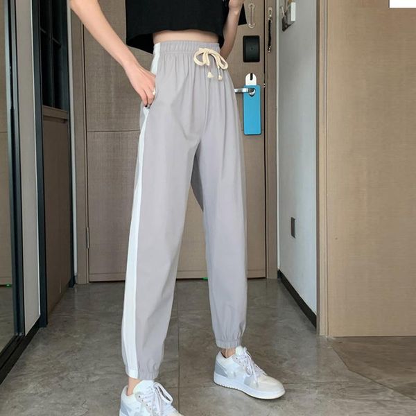 women's pants & capris women plus size motion female spring autumn 2021 korean version loose harem elastic waist casual ladies trousers, Black;white 
women's pants & capris women plus size motion female spring autumn 2021 korean version loose harem elastic waist casual ladies trousers, Black;white