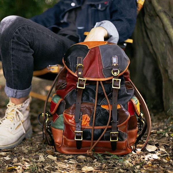 original retro leather unique men backpack random splicing head layer cowhide travel bag pure copper hardware backpacks
original retro leather unique men backpack random splicing head layer cowhide travel bag pure copper hardware backpacks