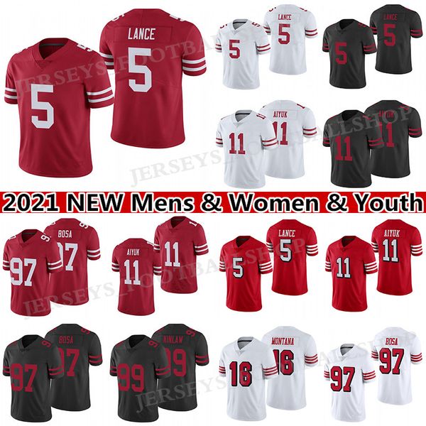 5 trey lance 11 brandon aiyuk 97 nick bosa football jersey 99 javon kinlaw 10 jimmy garoppolo 16 joe montana 85 george kittle mens women you, Black;red
5 trey lance 11 brandon aiyuk 97 nick bosa football jersey 99 javon kinlaw 10 jimmy garoppolo 16 joe montana 85 george kittle mens women you, Black;red