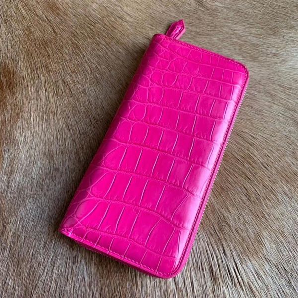 wallets authentic exotic alligator skin pink color women's long wallet genuine crocodile leather lady phone clutch female card purse, Red;black
wallets authentic exotic alligator skin pink color women's long wallet genuine crocodile leather lady phone clutch female card purse, Red;black