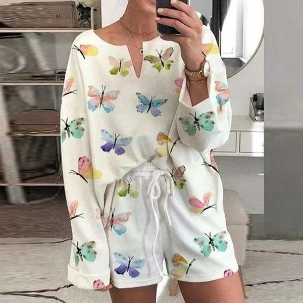 women's tracksuits women short set home casual v neck butterfly print t shirt and shorts suits sleeve two piece sets summer suit, Gray
women's tracksuits women short set home casual v neck butterfly print t shirt and shorts suits sleeve two piece sets summer suit, Gray