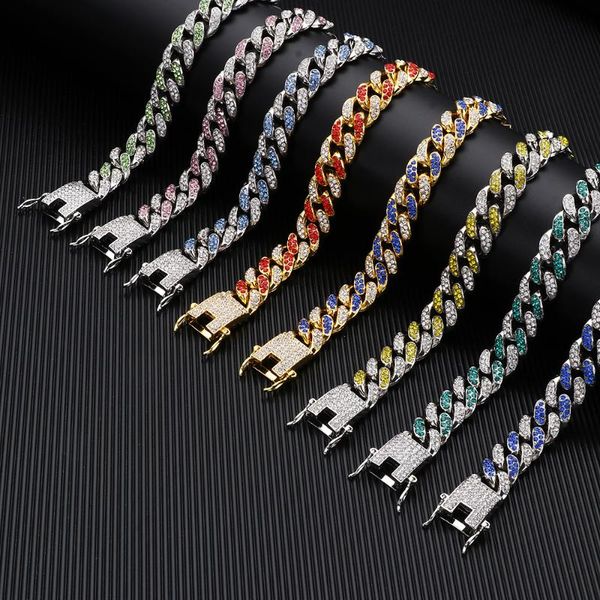 link, chain fashion luxury shiny cuban bracelet inlaid rhinestone link 12mm width, Black
link, chain fashion luxury shiny cuban bracelet inlaid rhinestone link 12mm width, Black