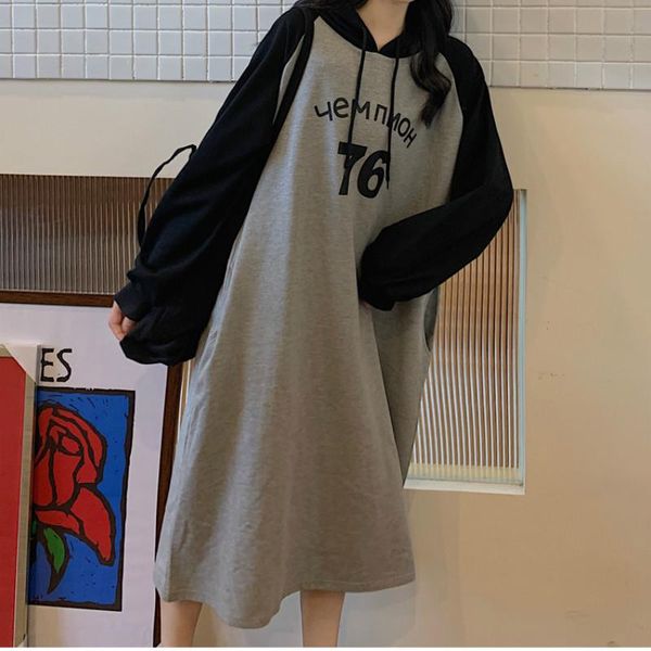 casual dresses women long sleeve plus size hooded letters printed loose a-line korean fashion trendy simple students office lady dress, Black;gray
casual dresses women long sleeve plus size hooded letters printed loose a-line korean fashion trendy simple students office lady dress, Black;gray