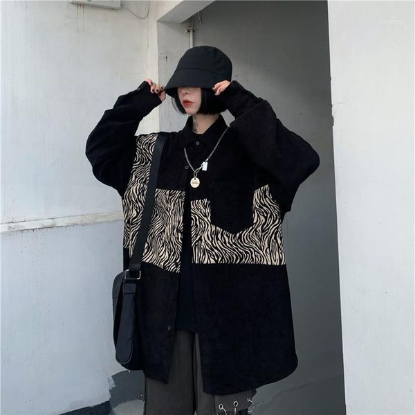 ins streetwear korean fashion clothing patchwork zebra pattern long sleeve black blouse women hipster loose plus size shirts women's bl, White
ins streetwear korean fashion clothing patchwork zebra pattern long sleeve black blouse women hipster loose plus size shirts women's bl, White