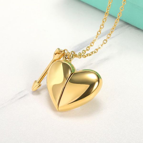 pendant necklaces simple heart shaped cupid arrow necklace love openable small box ladies fashion memorial jewelry, Silver
pendant necklaces simple heart shaped cupid arrow necklace love openable small box ladies fashion memorial jewelry, Silver