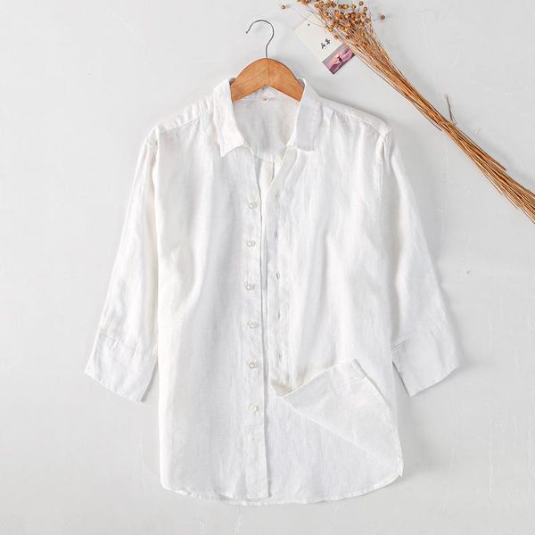 men's casual shirts fall 2021 linen shirt mid-sleeve lapel cardigan camisas para hombre, White;black
men's casual shirts fall 2021 linen shirt mid-sleeve lapel cardigan camisas para hombre, White;black