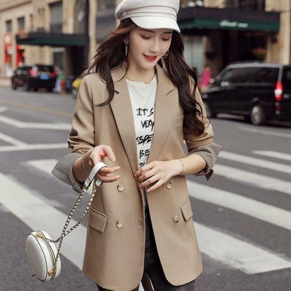 women spring chic casual double breasted blazer female elegant notched collar suit coat ladies fashion blazers outerwear z30 women's su, White;black
women spring chic casual double breasted blazer female elegant notched collar suit coat ladies fashion blazers outerwear z30 women's su, White;black