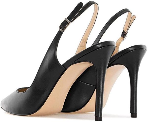women's slingback pumps 100mm high heel pointed toe ankle strap summer dress shoes heels women, Black
women's slingback pumps 100mm high heel pointed toe ankle strap summer dress shoes heels women, Black