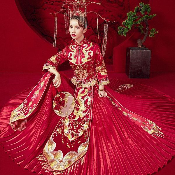 classic phoenix embroidery cheongsam marriage suit chinese wedding dress traditional qipao ancient vestidos ethnic clothing, Red
classic phoenix embroidery cheongsam marriage suit chinese wedding dress traditional qipao ancient vestidos ethnic clothing, Red