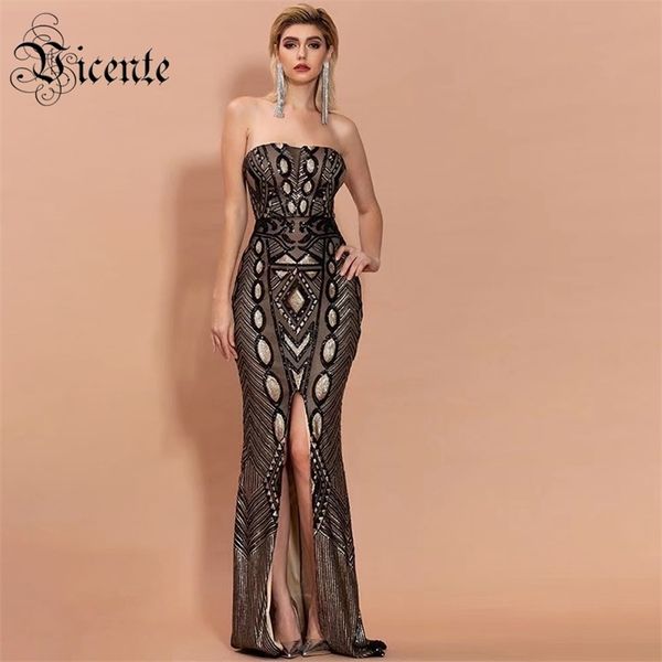 chic gold geometric sequins design strapless split celebrity party club maxi long dress 210520, Black;gray
chic gold geometric sequins design strapless split celebrity party club maxi long dress 210520, Black;gray