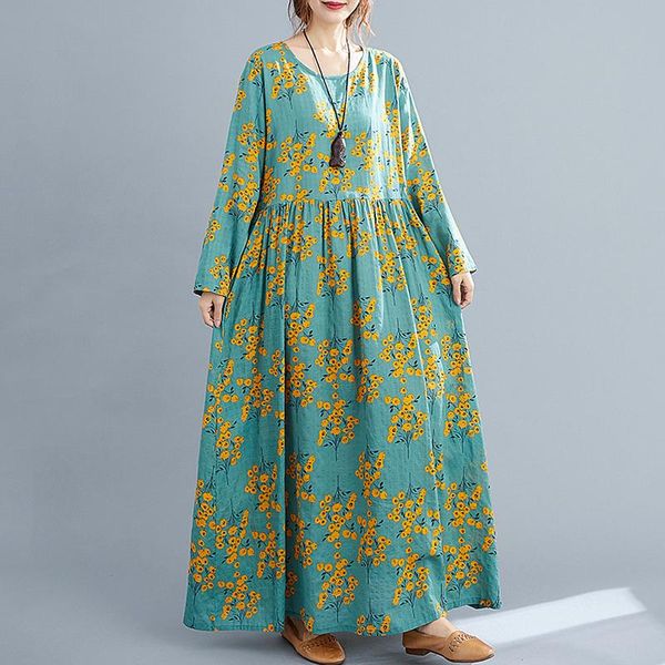 versear vintage women cotton linen dress floral print o neck long sleeve large size loose casual vestido autumn baggy robe dresses, Black;gray
versear vintage women cotton linen dress floral print o neck long sleeve large size loose casual vestido autumn baggy robe dresses, Black;gray