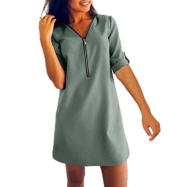 casual dresses simple fashion v-neck solid women green loose leisure female summer t-shiret dress with zipped, Black;gray
casual dresses simple fashion v-neck solid women green loose leisure female summer t-shiret dress with zipped, Black;gray
