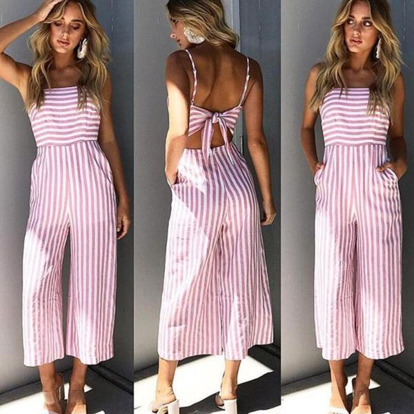gym clothing fashion pink jumpsuit for women striped playsuit summer blue loose long backless bodysuit lady overalls rompers, White;black
gym clothing fashion pink jumpsuit for women striped playsuit summer blue loose long backless bodysuit lady overalls rompers, White;black