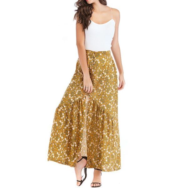 skirts summer chic vintage bohemian floral print piecing front split pleated maxi skirt, Black
skirts summer chic vintage bohemian floral print piecing front split pleated maxi skirt, Black