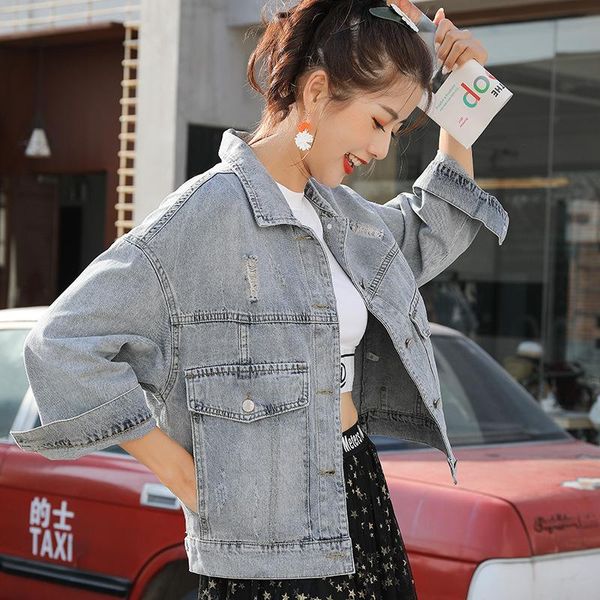 women's jackets vintage women 2021 spring summer denim washed blue jeans coat turn-down collar outwear slim jacket jc195, Black;brown
women's jackets vintage women 2021 spring summer denim washed blue jeans coat turn-down collar outwear slim jacket jc195, Black;brown