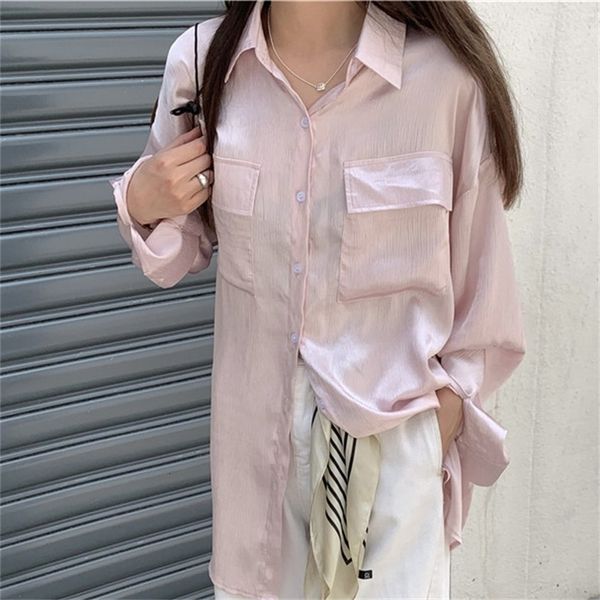 women's blouses & shirts pink all match femme chic summer sunscreen solid lady loose stylish new brief outwear overs, White
women's blouses & shirts pink all match femme chic summer sunscreen solid lady loose stylish new brief outwear overs, White