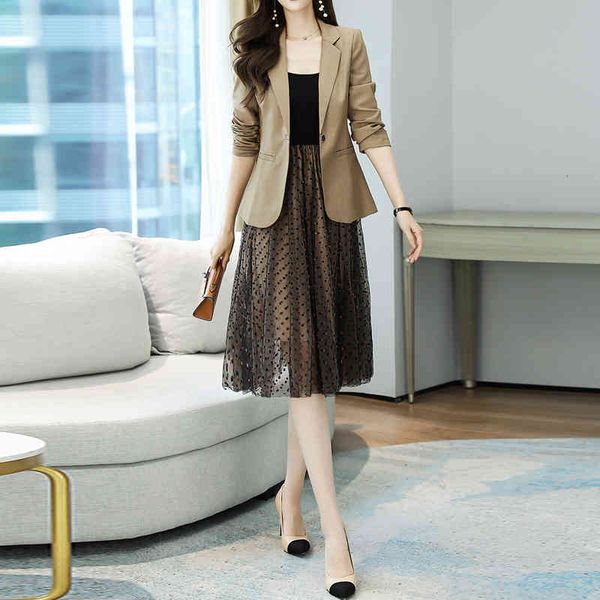 two piece dress pieces suit women spring blazer coat and spaghetti strap sleeveless splice dresess set office lady casual female ugcc, White
two piece dress pieces suit women spring blazer coat and spaghetti strap sleeveless splice dresess set office lady casual female ugcc, White