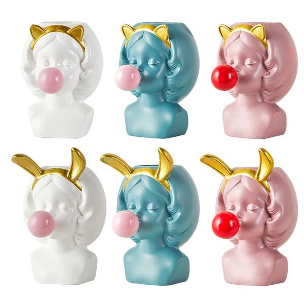 decorative objects & figurines resin vase cute girl bubble gum figurine succulent plant flower pot modern home decor pen holder gifts
decorative objects & figurines resin vase cute girl bubble gum figurine succulent plant flower pot modern home decor pen holder gifts