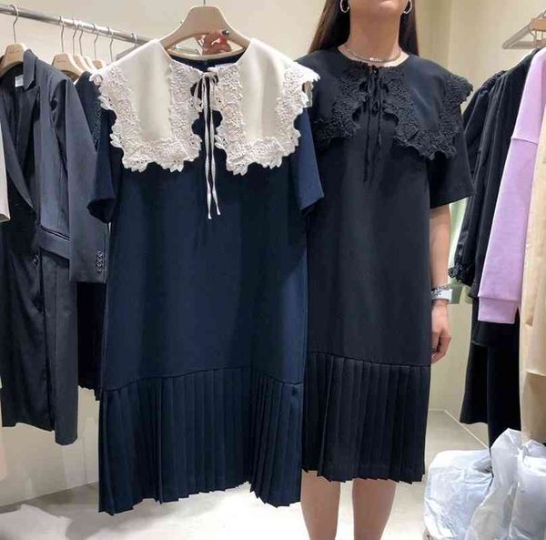 sweet peter pan collar woman dress elegant lace decoration folds design vestidos mujer summr short sleeve dresses for women 210514, Black;gray
sweet peter pan collar woman dress elegant lace decoration folds design vestidos mujer summr short sleeve dresses for women 210514, Black;gray