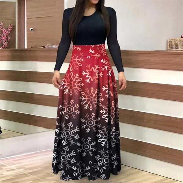 casual dresses women dress boho print vintage female floral maxi christmas snowflake long evening party vestidos, Black;gray
casual dresses women dress boho print vintage female floral maxi christmas snowflake long evening party vestidos, Black;gray