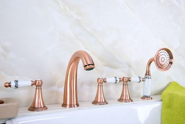 bathroom sink faucets antique red copper brass widespread deck-mounted tub 5 holes three handles basin faucet tap hand spray mtf207
bathroom sink faucets antique red copper brass widespread deck-mounted tub 5 holes three handles basin faucet tap hand spray mtf207