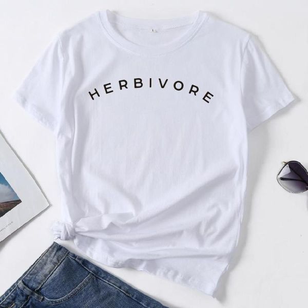 women's t-shirt herbivore vegeterian lday basic letter print short sleeve women casaul crew o-neck cotton tees harajuku plus size, White
women's t-shirt herbivore vegeterian lday basic letter print short sleeve women casaul crew o-neck cotton tees harajuku plus size, White