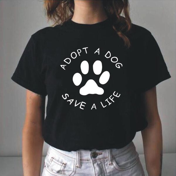 women tshirt casual funny fashion adopt a dog save life print shirt tee femme hipster harajuku t-shirt women's, White
women tshirt casual funny fashion adopt a dog save life print shirt tee femme hipster harajuku t-shirt women's, White